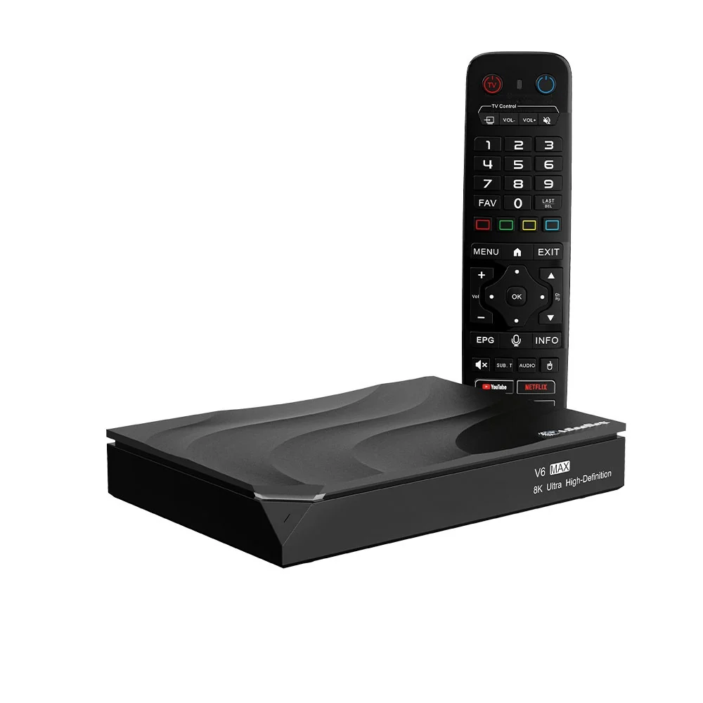 vSeeBox V6 Max product image with streaming box and remote